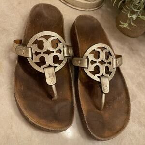 Tory Burch Miller Cloud gold metallic sandals Sz 7-1/2